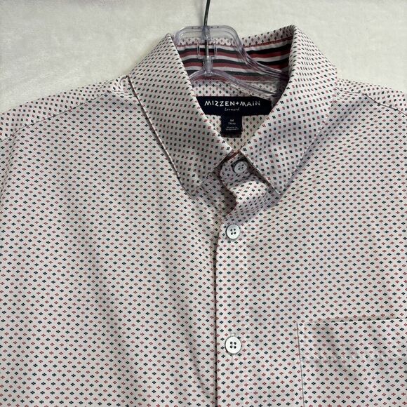 Mizzen+Main Shirt Men's Medium Trim Short Sleeve Leeward Performance Stretch - Picture 9 of 16